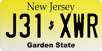 NJ license plate J31XWR