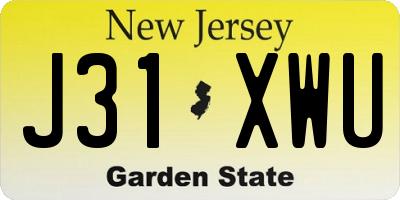 NJ license plate J31XWU