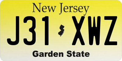 NJ license plate J31XWZ
