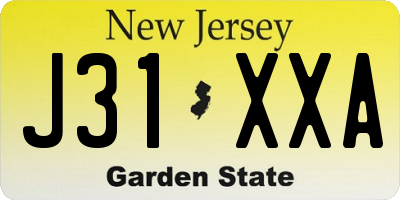 NJ license plate J31XXA