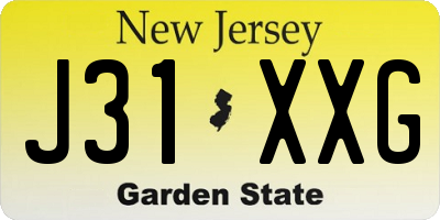 NJ license plate J31XXG