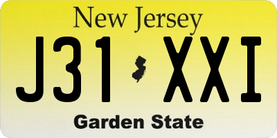 NJ license plate J31XXI