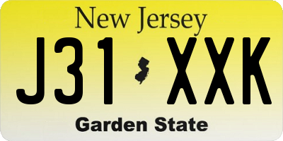 NJ license plate J31XXK