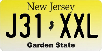 NJ license plate J31XXL