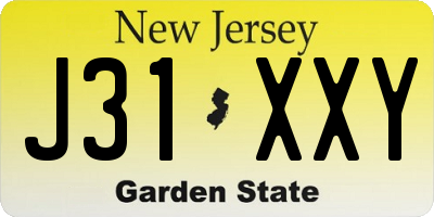 NJ license plate J31XXY