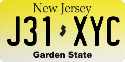 NJ license plate J31XYC