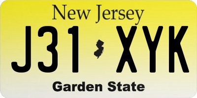 NJ license plate J31XYK