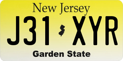NJ license plate J31XYR