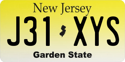 NJ license plate J31XYS