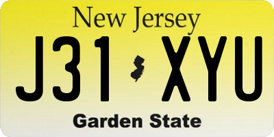 NJ license plate J31XYU