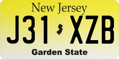 NJ license plate J31XZB