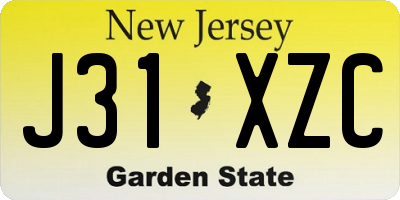 NJ license plate J31XZC