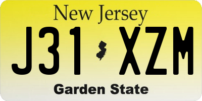 NJ license plate J31XZM