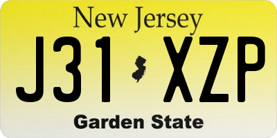 NJ license plate J31XZP