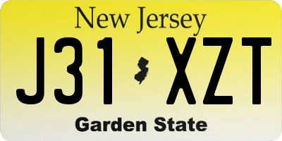 NJ license plate J31XZT