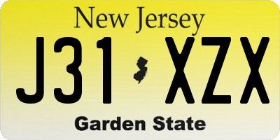 NJ license plate J31XZX