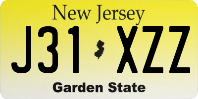 NJ license plate J31XZZ