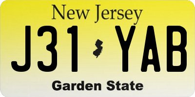 NJ license plate J31YAB