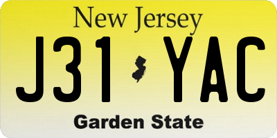 NJ license plate J31YAC
