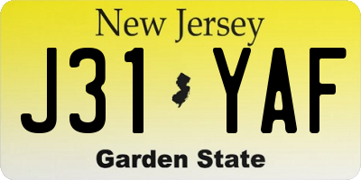 NJ license plate J31YAF