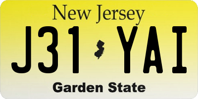 NJ license plate J31YAI