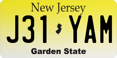 NJ license plate J31YAM