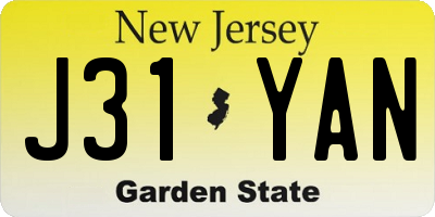 NJ license plate J31YAN