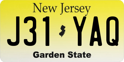 NJ license plate J31YAQ