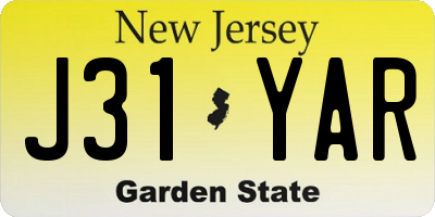 NJ license plate J31YAR