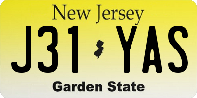 NJ license plate J31YAS