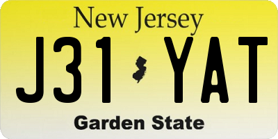 NJ license plate J31YAT