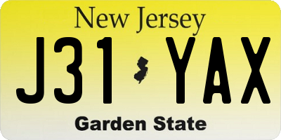 NJ license plate J31YAX