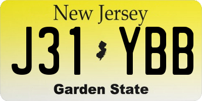NJ license plate J31YBB