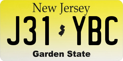 NJ license plate J31YBC