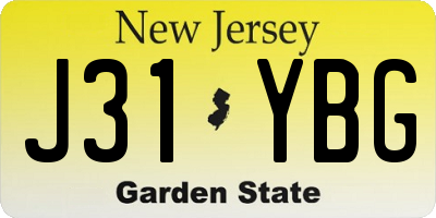 NJ license plate J31YBG