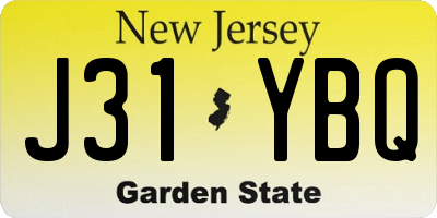NJ license plate J31YBQ
