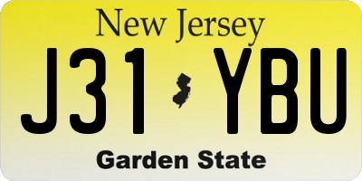 NJ license plate J31YBU