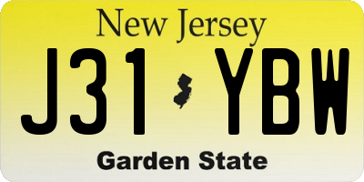 NJ license plate J31YBW