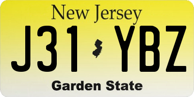 NJ license plate J31YBZ