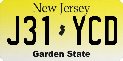 NJ license plate J31YCD