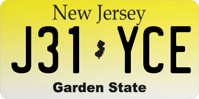 NJ license plate J31YCE