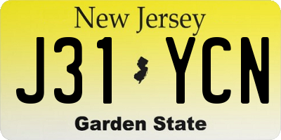 NJ license plate J31YCN