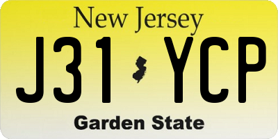 NJ license plate J31YCP