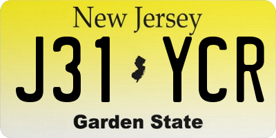 NJ license plate J31YCR