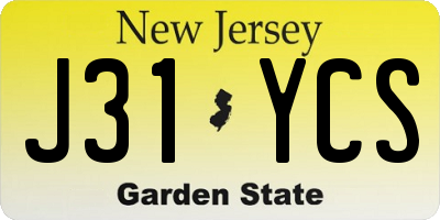 NJ license plate J31YCS