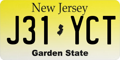NJ license plate J31YCT