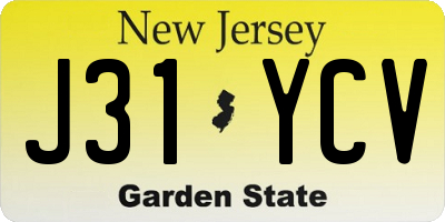 NJ license plate J31YCV