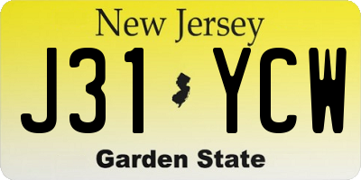 NJ license plate J31YCW