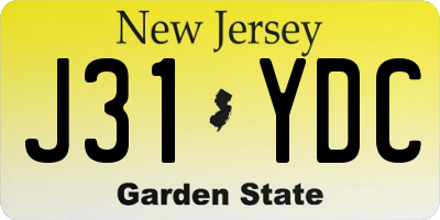 NJ license plate J31YDC