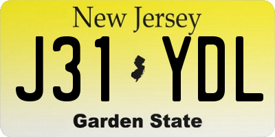 NJ license plate J31YDL